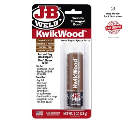 Water Resistant KwikWood Epoxy Putty Stick - Fast Curing Wood Repair Solution