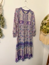 Spell & The Gypsy Collective 2XS Floral Boho Midi Dress Long Sleeve Button