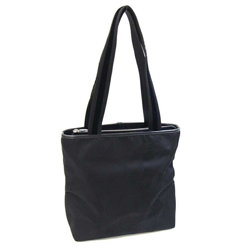 Saint Laurent Tote Bag 118674 Black Canvas Leather Velvet Used Shoulder YSL Logo