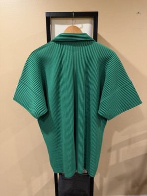 Homme Plisse Issey Miyake July Green Pleated Button Up Shirt | eBay