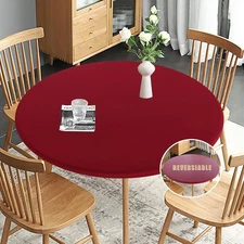 Obstal Fitted Round Red Table Cloth, Reversible 36 (Round), Rio 