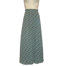 Vintage 70s Green Paisley Maxi Skirt XS