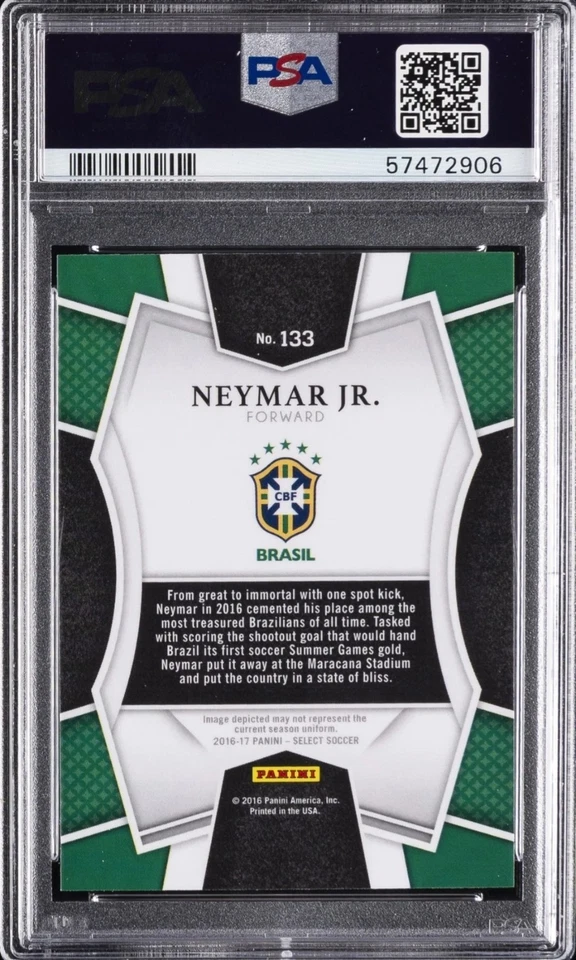 Neymar Jr. PSA 10 PANINI SELECT 2016 MULTI-COLOR PRIZM BRAZIL #133  - Image 2 of 2
