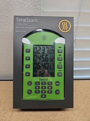 ThermoWorks TimeStack 4 Timers In One Record Voice Alarm GREEN TX-4400 NEW (C6)
