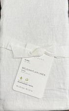 POTTERY BARN BELGIAN FLAX LINEN PILLOW SHAM, KING ,WHITE NWT