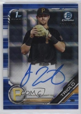 2019 Bowman Draft Chrome Pick Blue Wave Refractor 55/150 Jared Triolo Auto 17hv