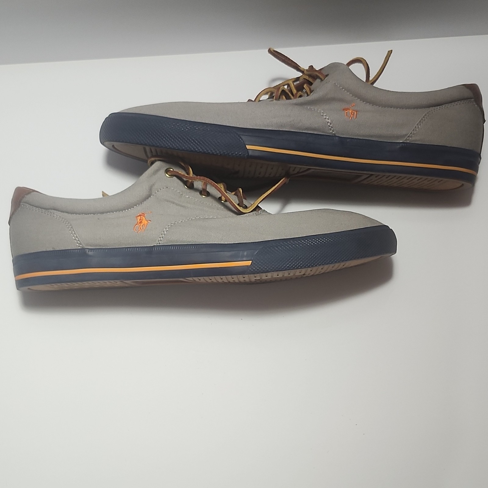 Polo Ralph Lauren Vaughn Men's Canvas Lace Up Sneakers Textile Upper Gray 17D thumbnail 13