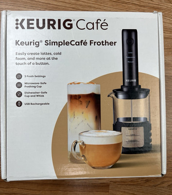 Keurig Simple Cafe Milk Frother USB Rechargable Latte Capuccino Cold Foam Maker 