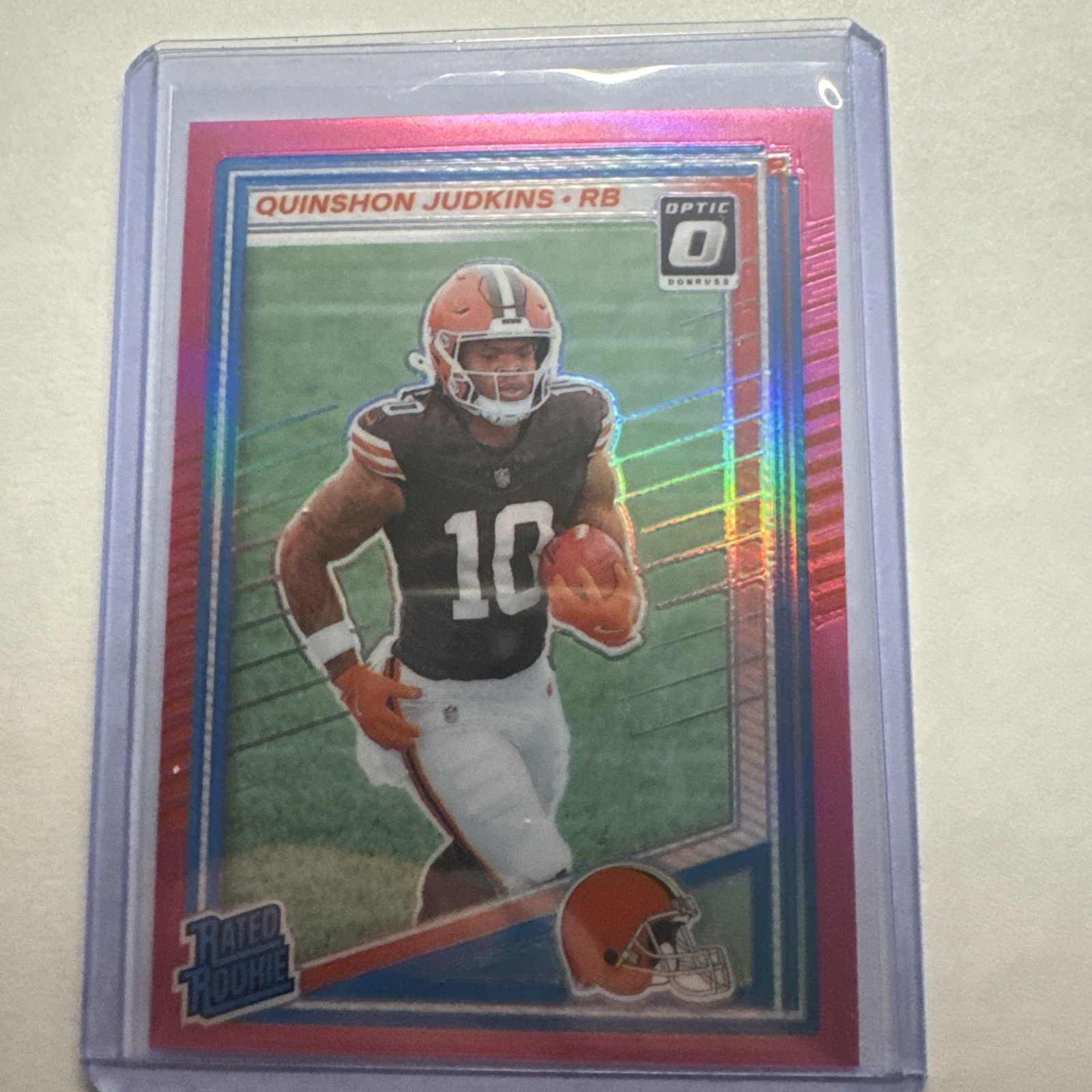 2025 Donruss Quinshon Judkins Rated Rookie Pink Optic Preview RC #330 Browns
