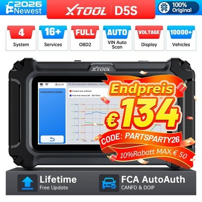 2026 XTOOL D5S OBD2 Diagnosegerät Scanner 4 System Diagnosegerät 16 Reset CAN FD