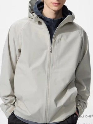 Uniqlo Blocktech 3D Cut Gray windproof water-resistant Zip Up Hooded jacket Men