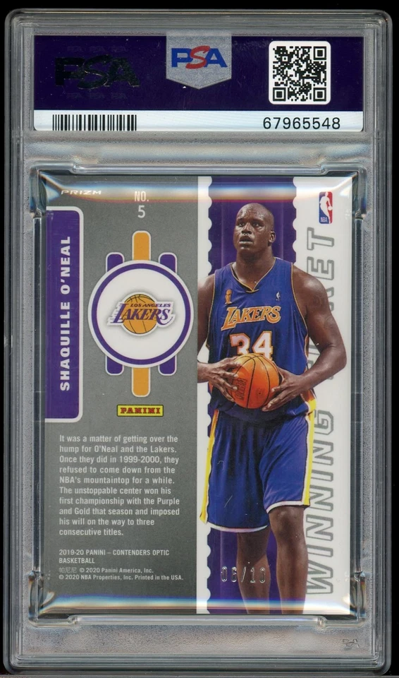 2019-20 Panini Contenders Optic SHAQUILLE O'NEAL Winning Tickets Gold /10 PSA 9 - Image 2 of 2