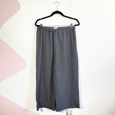 Madewell Texture & Thread High Rise Pull-On Pants Stripe Elastic Wide Leg Blue M