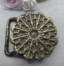 Vintage Solid Brass Hippie Flower Daisy Bohemian Statement 70s Belt Buckle