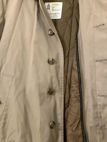 Vintage London Fog Maincoat Trench Coat Beige Men’s 40R Zip Lining image 5