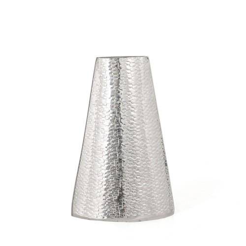 10" Silver Hammered Cone Aluminum Table Vase - Picture 4 of 7