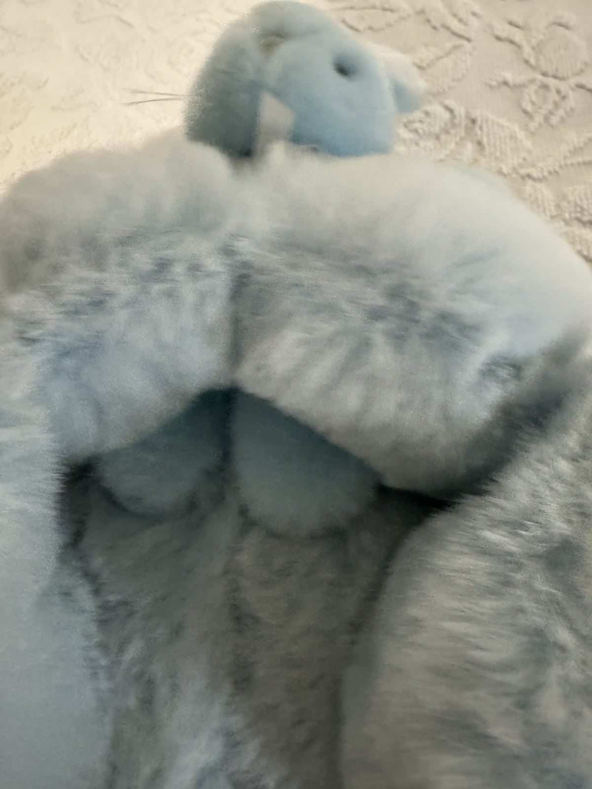 Vintage Heartwarmers Blue Plush Rabbit And Baby Bunny Soft Light Blue 13” Tall