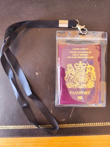 Black Waterproof Passport Protector Lanyard – Resealable Travel Wallet ID