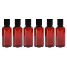 4oz Brown Plastic Squeeze Bottles w/Disc Top Flip Cap 6-Pack ; BPA-Plastic C...