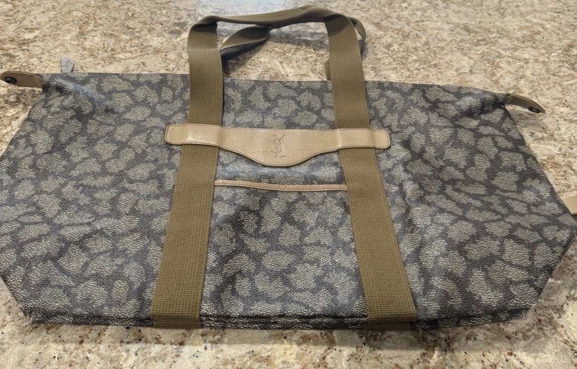 Autentica borsa a tracolla YVES SAINT LAURENT vintage pelle PVC grigio 1981M