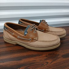 Sebago Docksides Boat Shoes Mens Sz 8 Brown Tan Leather 2 Eye Loafers Handsewn