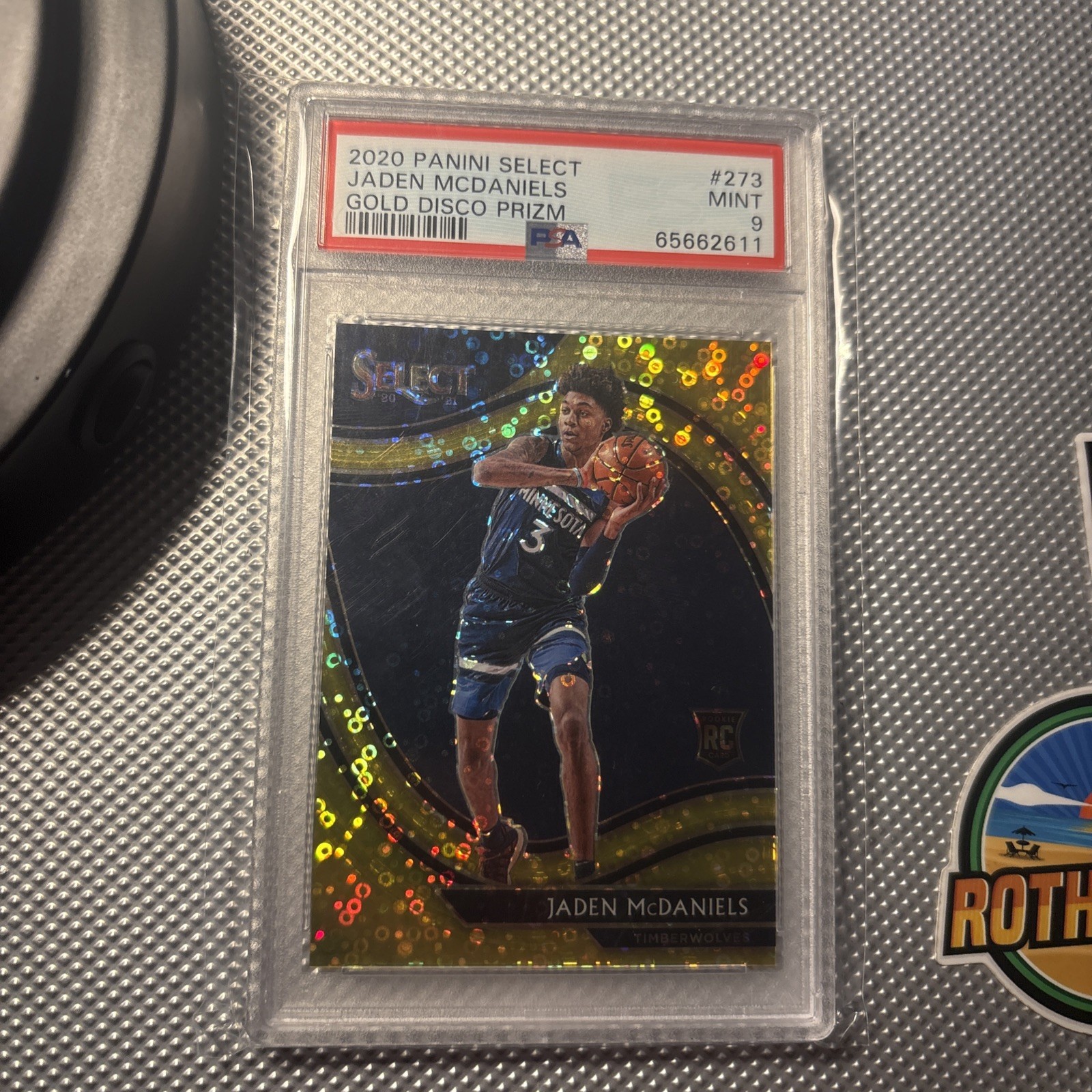 2020-21 Panini Select Basketball Jaden McDaniels #273 RC Gold Disco /10 PSA 9