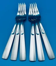 6 SIX Oneida SATIN SCOOP Salad Dessert Forks 6 7/8" Stainless Flatware
