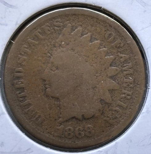 1868 Indian Head Cent-SEMI-KEY DATE-Good Details Low Survival- 5000 all grades