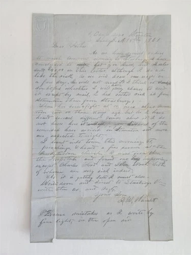 1861 antique CIVIL WAR LETTER staunton va hospital wounded STRASBURG march