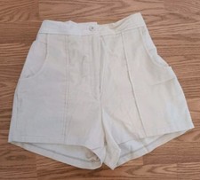 VTG 1970s Corduroy Shorts Box Car Skate Beach Beige 24" Elastic Waist 13/14 NWT