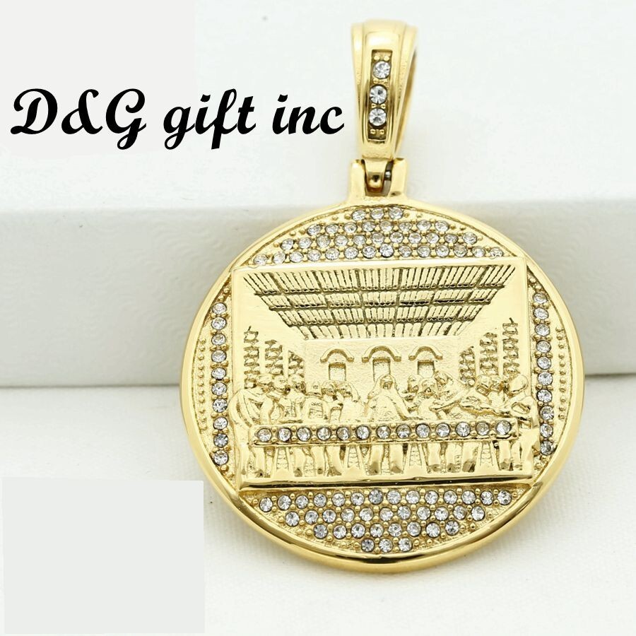 Men's 24 Stainless-Steel Gold Cuban Chain.CZ JESUS Face 53mm Men's 24 Stainless-Steel Gold Cuban Chain.CZ JESUS Face 53mm