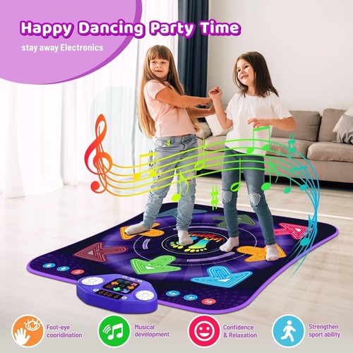 Dance Mat Toys 3-12 Year Kids Electronic Dance Pad Light-up 8-Button Wireless - Picture 8 of 13