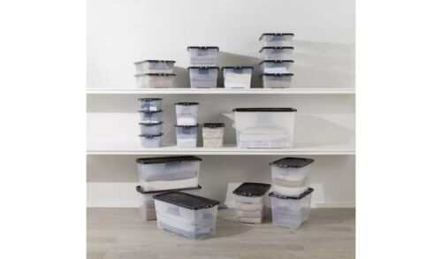 10L Capacity Clear Plastic Storage Boxes Pack of 4 Stackable Lidded Containers - Picture 4 of 7