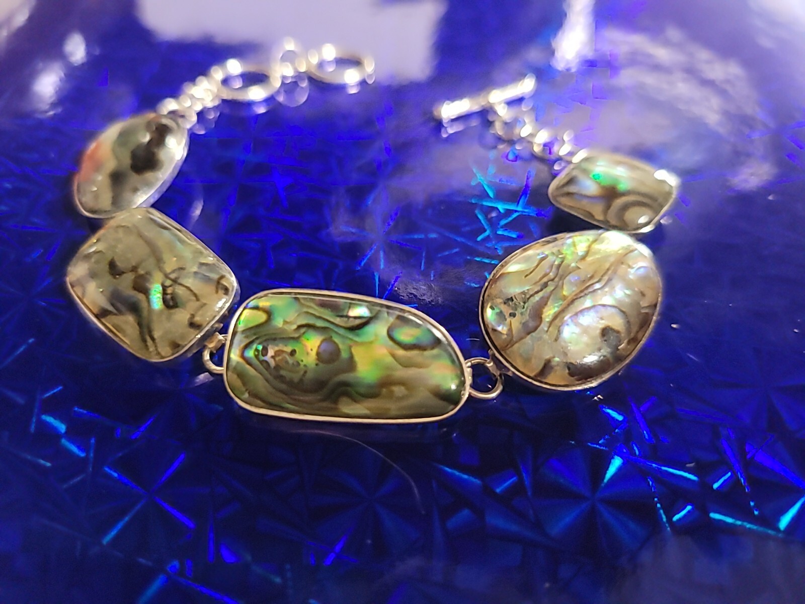 Sterling Silver Abalone Link Toggle Bracelet LUC … - image 8
