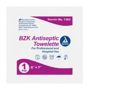 Dynarex #1303 BZK Antiseptic Towelettes  5 x 7 inch (100EA/BOX)