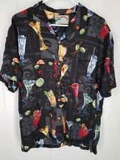 Paradise Found Shirt size L/XL black cocktail Hawaiian tropical Men's drinks