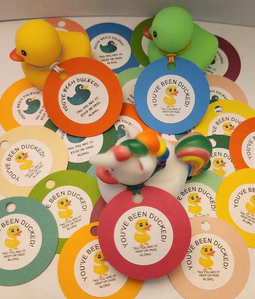 Get Ducking Tagged with 100 Rubber Band Duck Tags Get Ducking Tagged with 100 Rubber Band Duck Tags