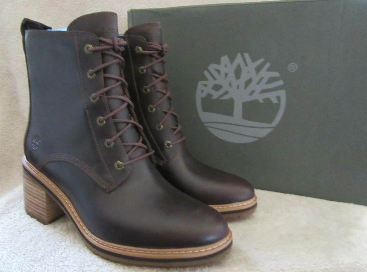 TIMBERLAND Sienna High Lace Up Waterproof Brown Zip Boots Shoes US