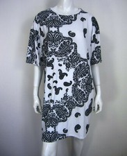 Asos short Sleeve Crew neck paisley shirt dress size 8 White Blue 