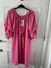 Made In Italy Bardot neckline - Ruched sleeve, Pink, OS 18/20