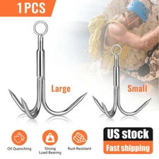 Grappling Hook Grapnel Hook 3-Claw Stainless Steel Tree Climbing S/L Size