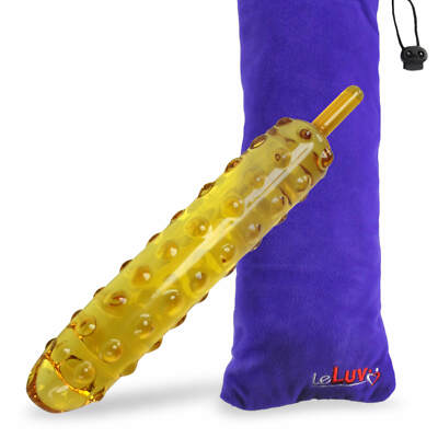 LeLuv Mini Corn on the Cob Dildo Nubby Texture Glass with Premium Padded  Pouch