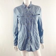 ALLSAINTS Blue Chambray Long Sleeve Button Down Denim Shirt Womens 4