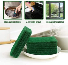 4ct Green Scouring Pads ~4"x6" ~Heavy Duty Scrub Sponge Cleaning