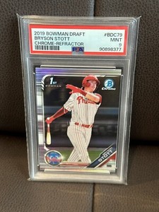 Bryson Stott 2019 Bowman Chrome Draft Refractor #BDC79 1st Bowman PSA 9 MINT 🔥