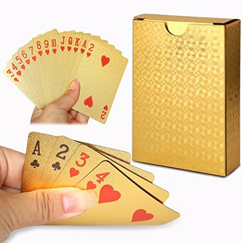 Cisixin 24K Jeu de Cartes de Poker Plaqué d'Or (v7t)