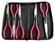 5pc ATE PRO 11" LONG REACH NEEDLE NOSE PLIER SET STRAIGHT 45 90 DEGREE #93360