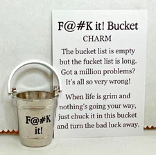 Ganz F@#K It! BUCKET Charm Figurine +Poem Card Chunk The Bad in Bucket 1 1/4"-B