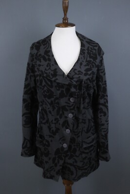 TOAST Black Gray Geometric Pattern Wool Tweed Button Front Blazer Jacket Sz M/L