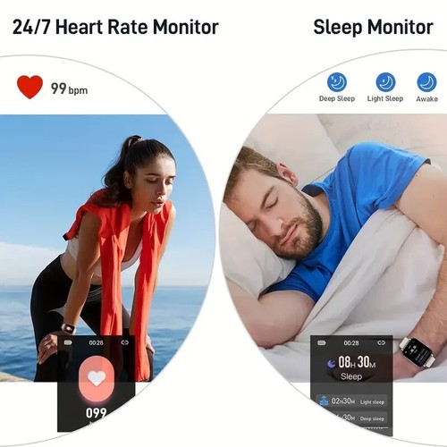 Smartwatch Uomo Donna, Orologio Smartwatch 1,69'' Smart Watch Sonno Cardio - Zdjęcie 2 z 7